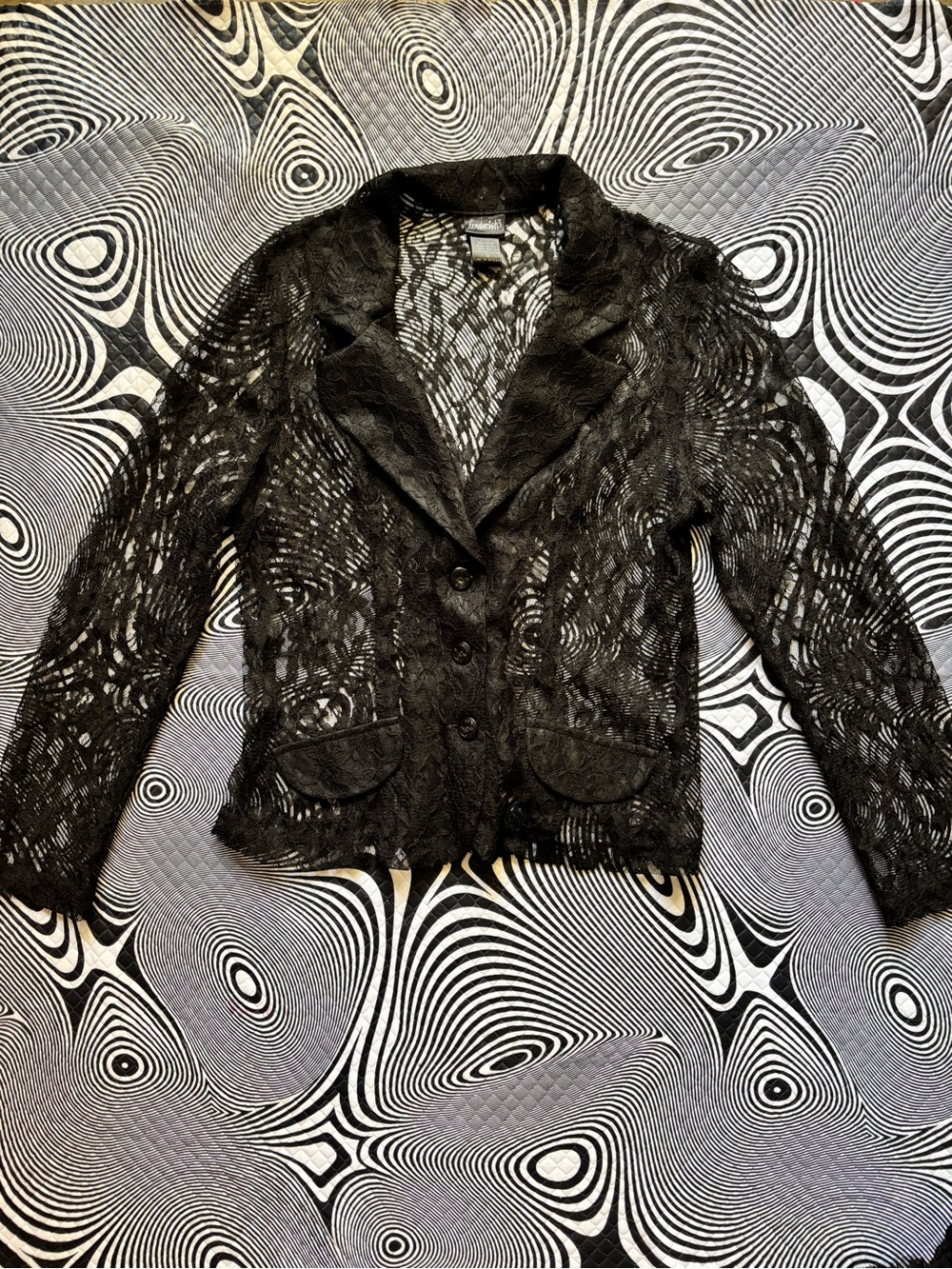 Black Lace Blazer Jacket - Women's Tailored Lace mesh blazer